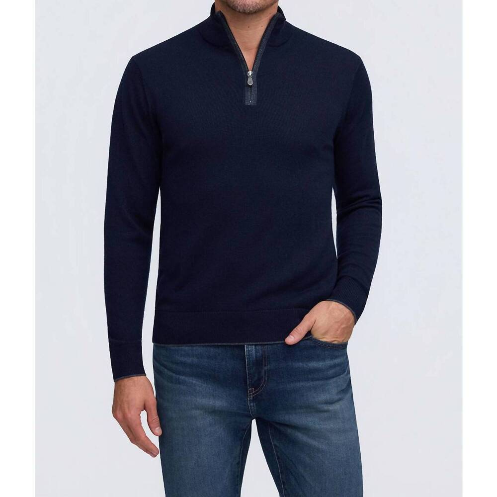 NEW RAFFI palmer mock zip sweater in navy